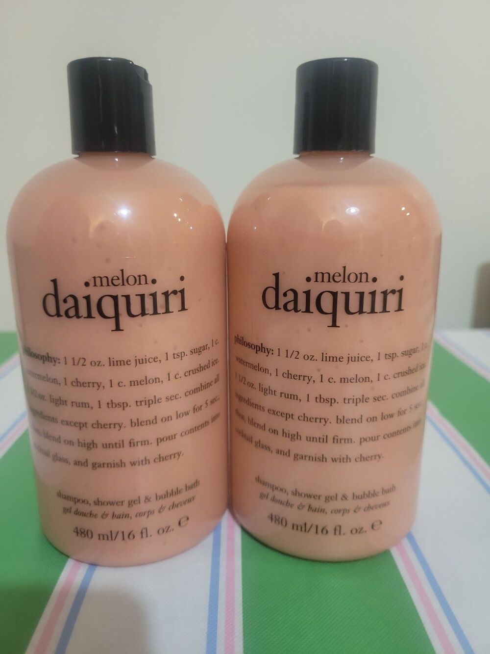 TWO Bottles Of Philosophy Melon Daiquiri 3-in-1 Shower Gel 16oz NEW